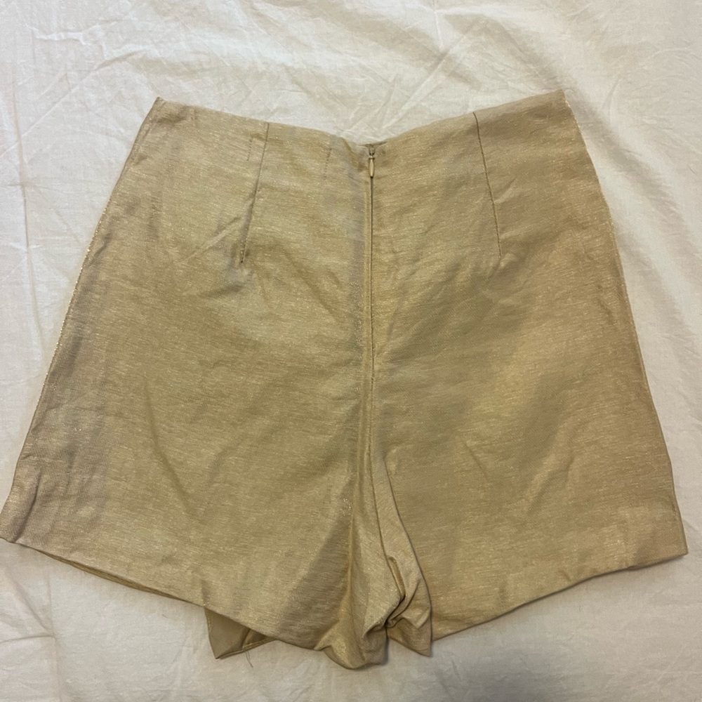 Gold Ruched Mini Skort - Picture 2 of 3